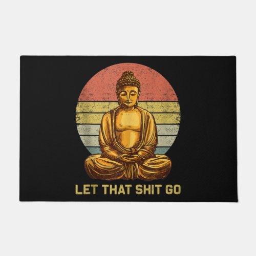 Funny Vintage Retro Let That Go Buddha Yoga Doormat