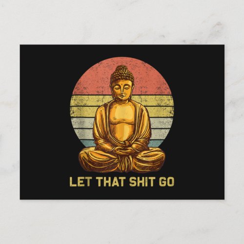 Funny Vintage Retro Let That Go Buddha Yoga Postcard