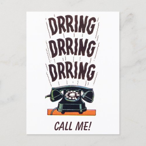 Funny Vintage Retro Old Classic Telephone Call Me Postcard