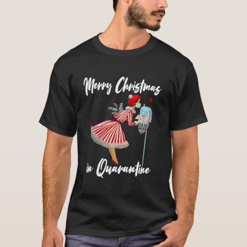 Funny Vintage Retro Woman Merry Christmas In Quara T_Shirt