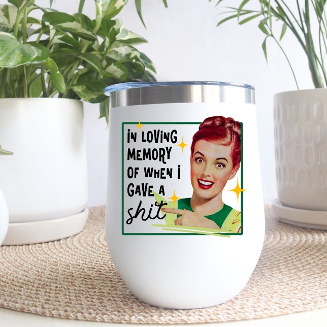 Funny Vintage Retro Woman Stemless Thermal Wine Tumbler (Creator Uploaded)