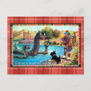 Funny vintage return of the Loch Ness Monster Postcard