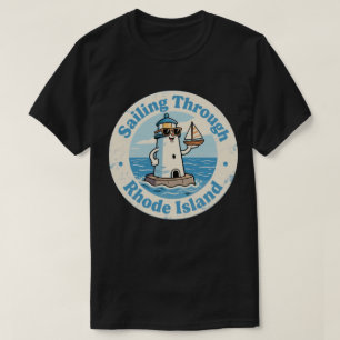 Funny Vintage Rhode Island Lighthouse Sailboat T-Shirt