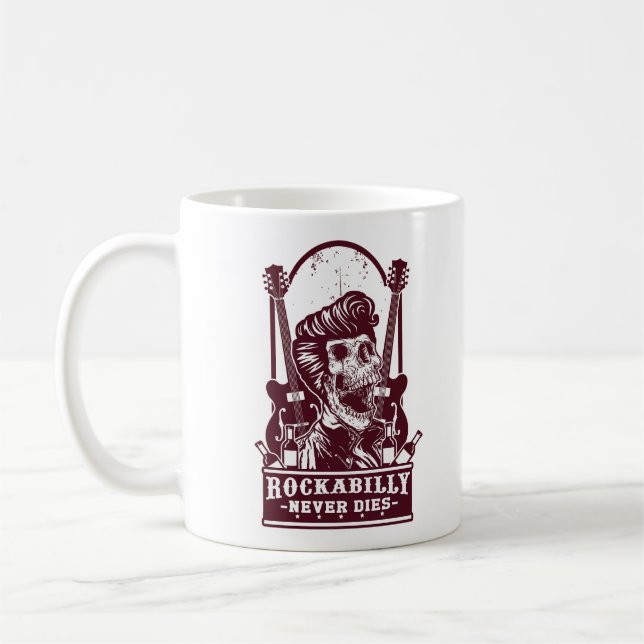 Funny Vintage Rockabilly Skeleton Coffee Mug (Left)