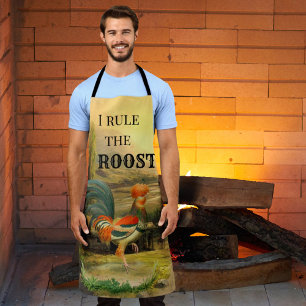 Funny Vintage Rooster Roast Apron