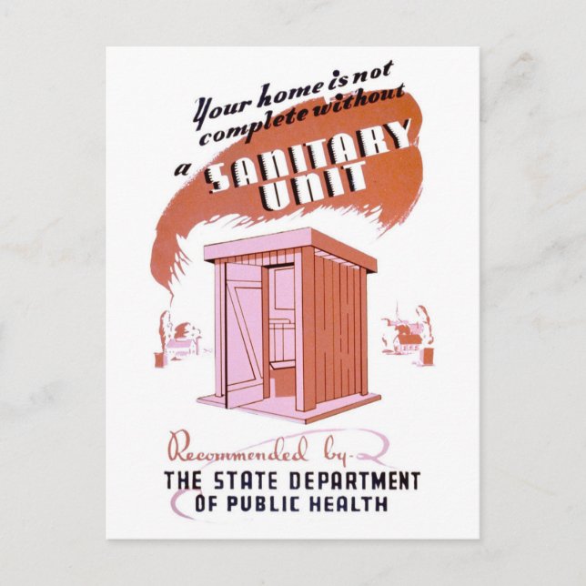 Funny Vintage "Sanitary Unit" Postcard (Front)