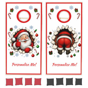 Funny Vintage Santa Christmas Personalize Cornhole Set