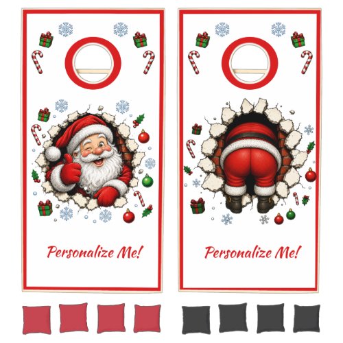Funny Vintage Santa Christmas Personalize Cornhole Set
