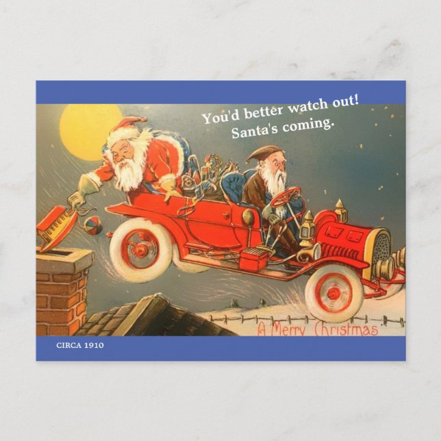 Funny Vintage Santa Claus Christmas 1910's copy Postcard (Front)