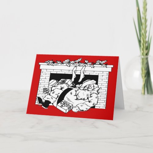 Funny Vintage Santa Claus Making Special Delivery Holiday Card