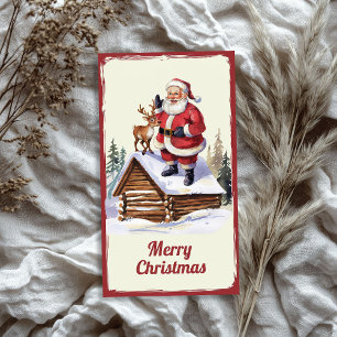 Funny Vintage Santa Claus with Christmas gift Tissue Paper