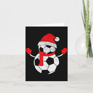 Funny Vintage Santa Hat Christmas Snowman Soccer P Card
