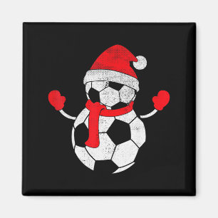 Funny Vintage Santa Hat Christmas Snowman Soccer P Magnet