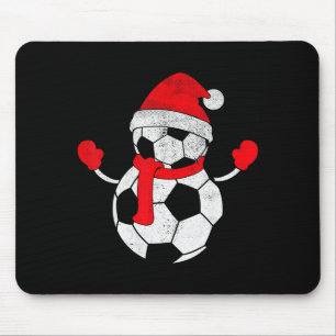 Funny Vintage Santa Hat Christmas Snowman Soccer P Mouse Pad