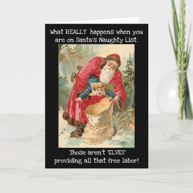 Funny Vintage Santa Holiday Card (Front)