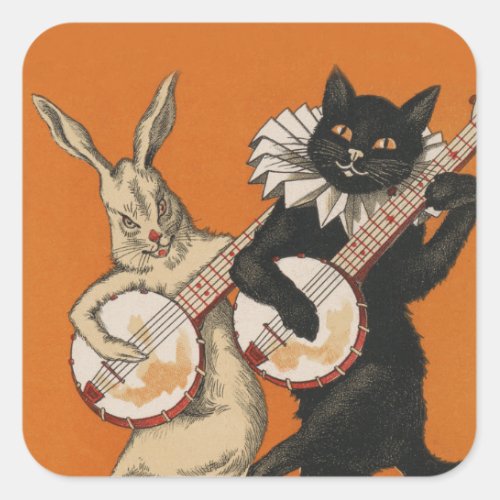 Funny Vintage Scrapbook Stickers _ Cat and Rabbit