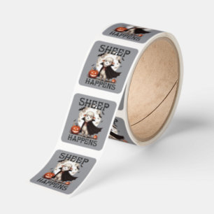 Funny Vintage Sheep Happens Halloween Square Sticker