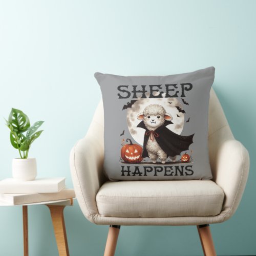 Funny Vintage Sheep Happens Halloween Throw Pillow