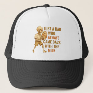 Funny Vintage Skeleton Dad Milk Joke Trucker Hat
