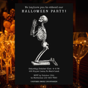 Funny Vintage Skeleton Halloween Party Invitation