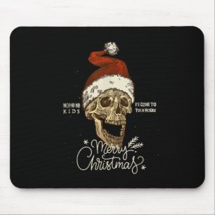 Funny Vintage Skeleton Skull Santa Merry Christmas Mouse Pad