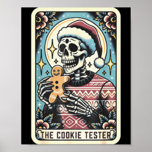 Funny Vintage Skeleton The Cookie Tester Tarot Car Poster