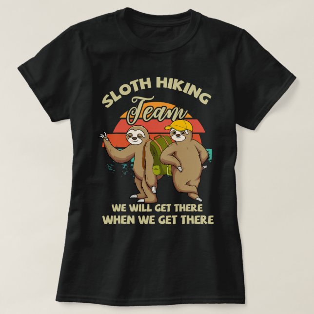 Funny Vintage Sloth Hiking Team Sloth T-Shirt (Design Front)