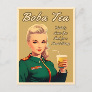 Funny Vintage Style Boba Tea Retro Humor Postcard