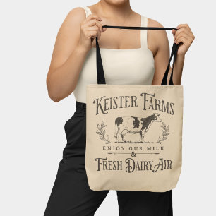 Funny Vintage Style Cattle Farm Joke Sign Cream  Tote Bag