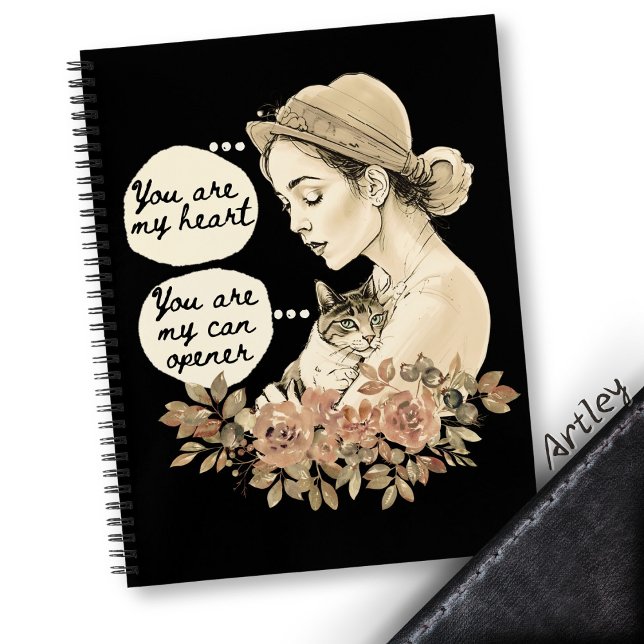 Funny Vintage Style Illustrated Cat Lover  Notebook (Creator Uploaded)