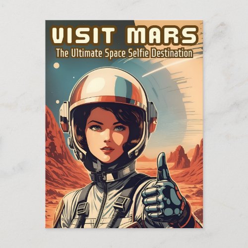 Funny Vintage Style Visit Mars Tourism Humor Postcard