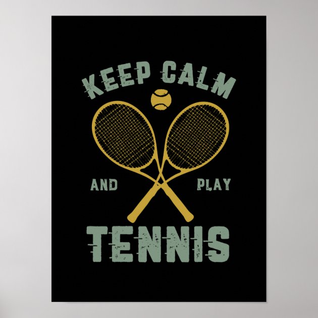 KCV19 Vintage Style Union Jack Keep Calm Play Tennis Funny Poster Print A2/A3/A4 