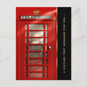 Funny Vintage Text Message Red Phone Booth Postcard by EnglishTeePot at Zazzle