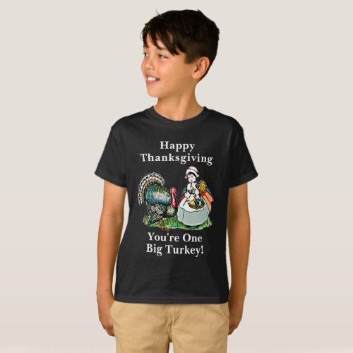 Funny Vintage Thanksgiving One Big Turkey Kids T_Shirt