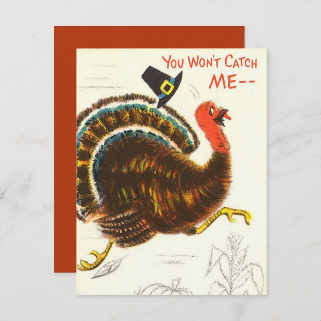 Funny Vintage Thanksgiving Turkey Holiday Card (Front/Back)