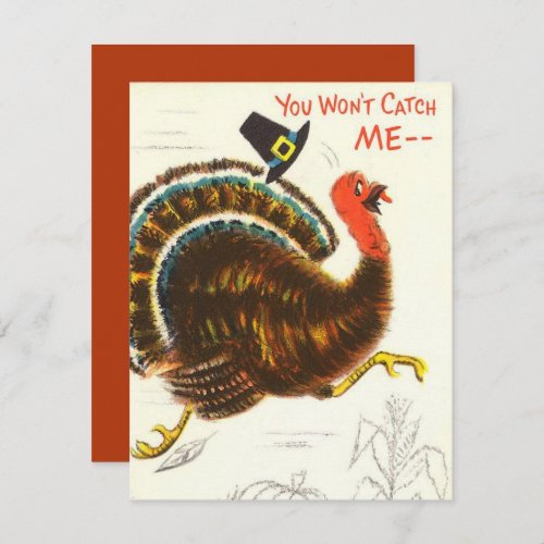 Funny Vintage Thanksgiving Turkey Holiday Card