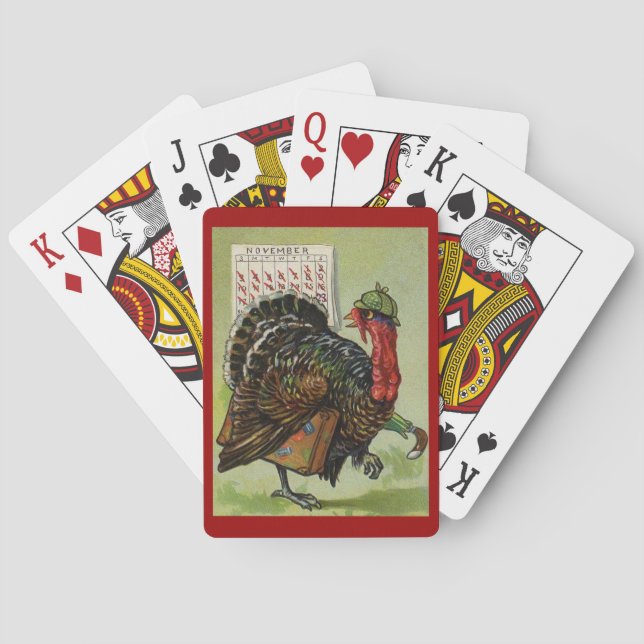 Funny Vintage Thanksgiving Turkey Playing Cards! Poker Cards (Back)