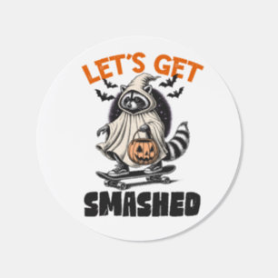 Funny Vintage Themed Raccoon Skateboard Halloween Classic Round Sticker