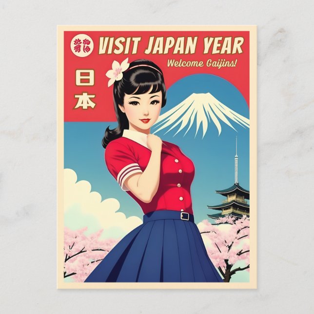 Funny Vintage Travel Japan Tourism Humor Postcard (Front)