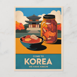 Funny Vintage Travel Korea Kimchi Humor Retro Postcard