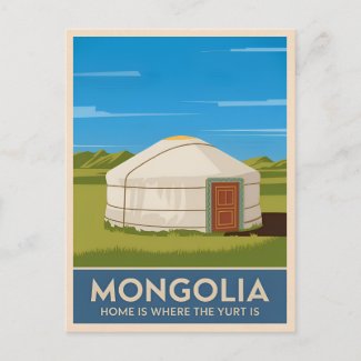 Funny Vintage Travel Mongolia Yurt Retro Style 