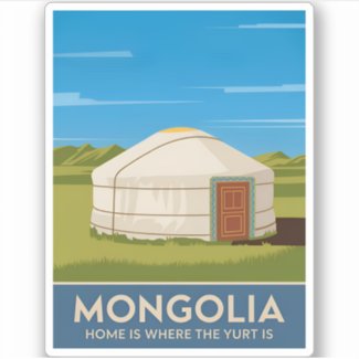Funny Vintage Travel Mongolia Yurt Retro Style 