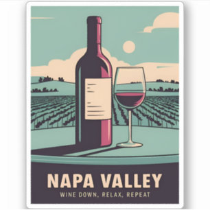 Funny Vintage Travel Napa Valley Wine Humor Sticker