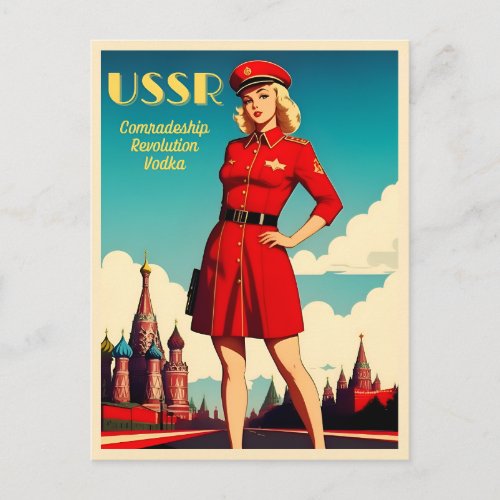 Funny Vintage Travel Soviet USSR Cold War Humor Postcard