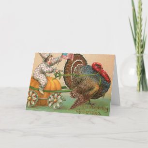 Funny Vintage Turkey Ride Holiday Card