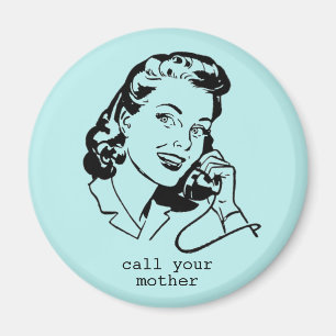 Funny Vintage Turquoise Blue Retro Mom Magnet