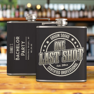 Funny Vintage Typography Groomsman Bachelor Party Flask