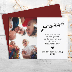 Funny Vintage Typography One Photo Red Christmas Holiday Card