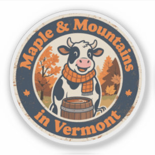 Funny Vintage Vermont Cow Maple Syrup Retro Sticker