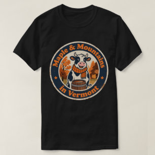Funny Vintage Vermont Cow Maple Syrup Retro T-Shirt